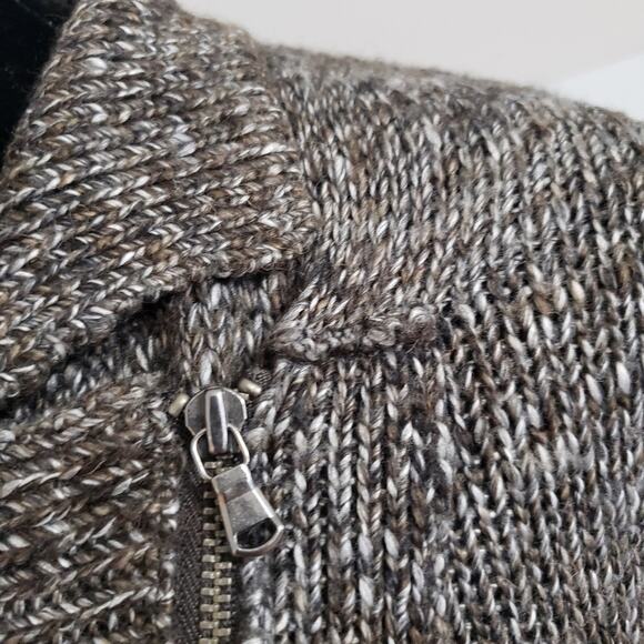 Gap Asymmetric Zipper Long Sleeve Wool Alpaca Brown Knit Cardigan Sweater Edgy S - Picture 7 of 13